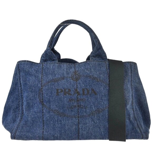 Prada Blue Denim Canapa Tote Handbag - Picture 1 of 11